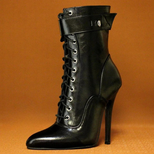 Sexy Ankle Boots For Women 14CM High Heels Cross-tied Zip Lockable Straps Shoes
