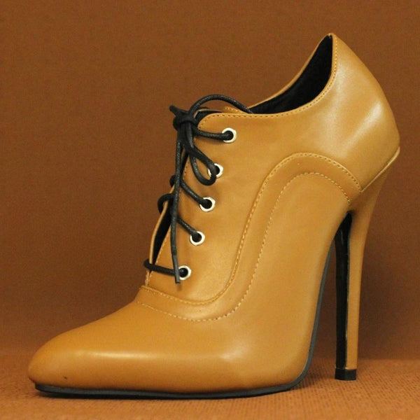 Vintage 14CM High Heel  Pointed Toe Punk Black Brown Party Wedding Dress Shoes