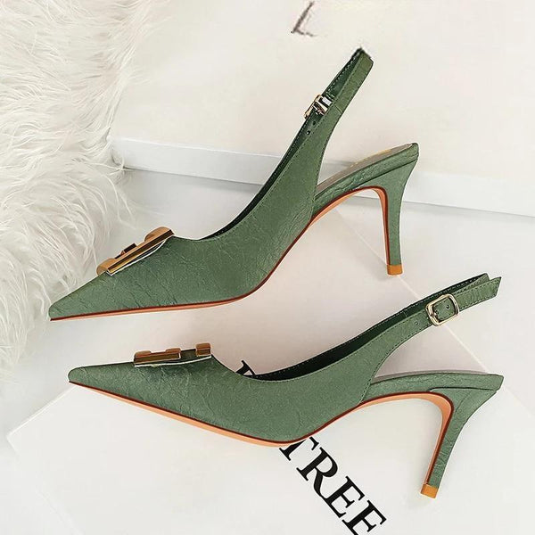 Metal Kitten Heels Hollow High Heels Woman Pumps Sexy Party Shoes Women Heels