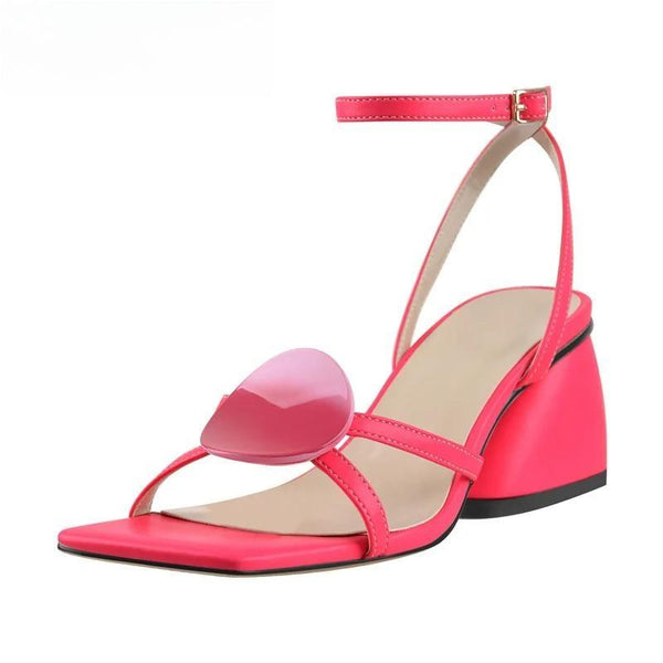 Women Sandals Square Ankle Buckle Peep Toe Strange Style High Heels