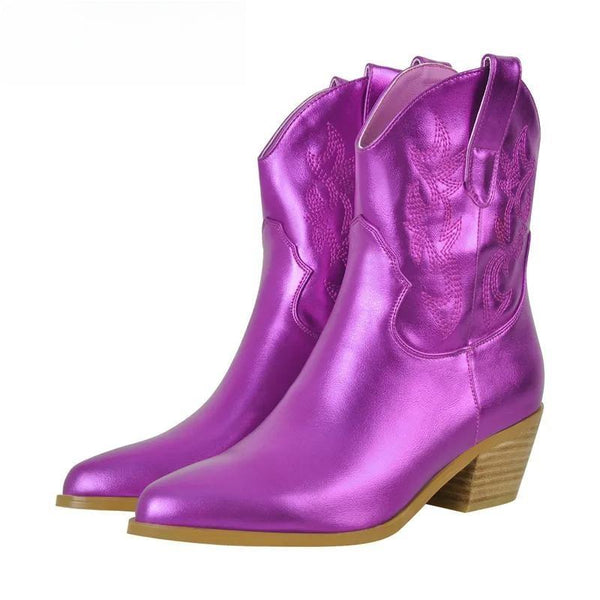 Botines de mujer con tacón grueso, cómodos y a la moda, para fiesta, tallas grandes