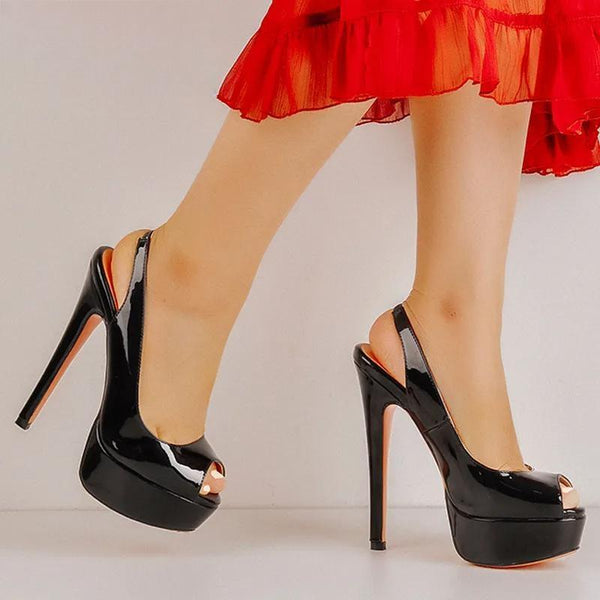 Women Peep Toe Platform Thin High Heel Sandals Sexy Leopard Buckle Strap Pumps