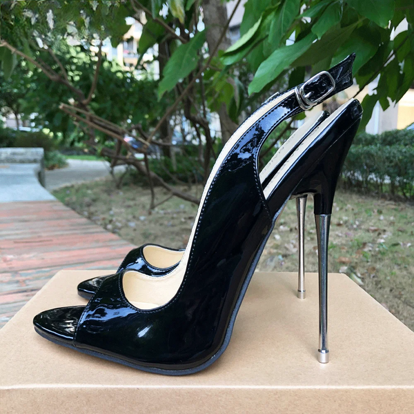 Sandalias de tacón alto de metal extremo de 16 cm para mujer, tacones sexis