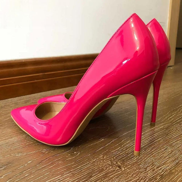 Solid Rose Pink Women Patent Formal High Heels Ladies Wedding Bridemaids Dress Shoes