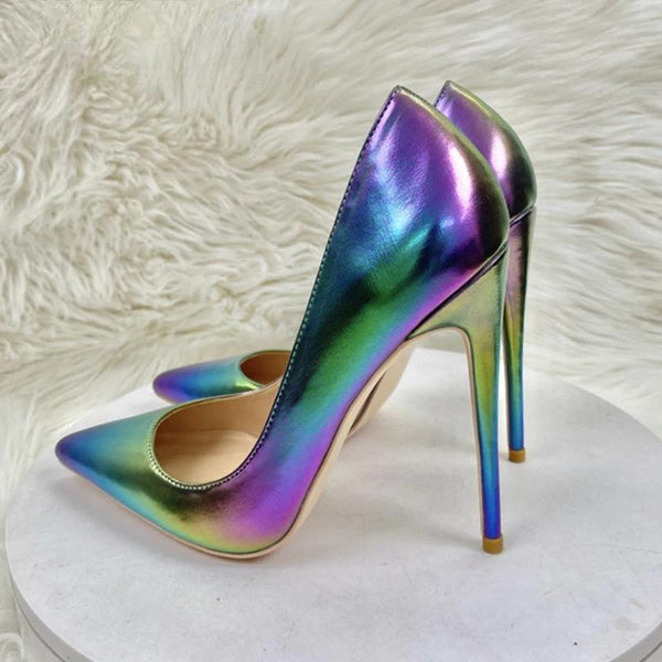 Laser Silver Women Shiny Pointy Toe High Heel Wedding Party Bridemaids Shoes