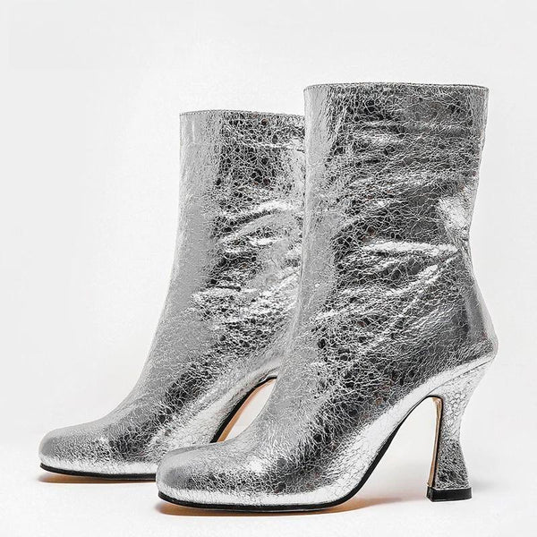 Fashion Design Round Toe Women Ankle Boots High Heels