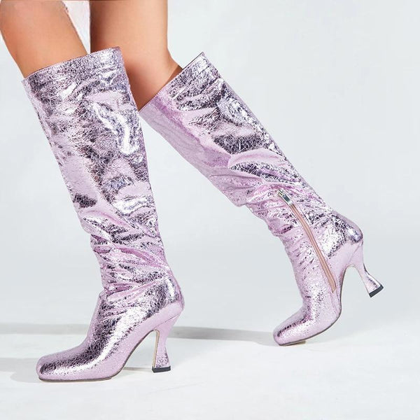 Fashion Design Knee-High Women Boots Fashon Square toe High Heels