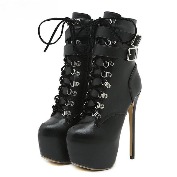Nuevas botas de plataforma extrema para mujer, moda Otoño Invierno, punta redonda, tacones finos