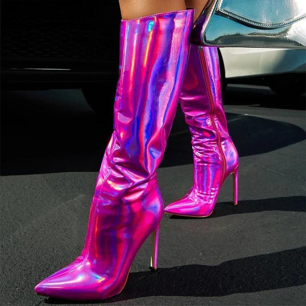 Street Style Pointed Toe Women Knee-High Boots