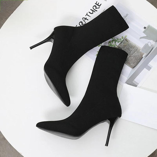 Stretch Fabric Fetish 7cm 9cm High Heels Women Ankle Boots