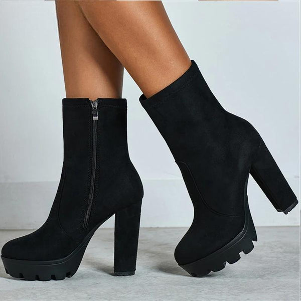 Fashion High Heels Ankle Boots Women Thick Platform Boots