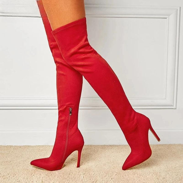 Pointed Toe Super Stiletto Heels Women Thigh High Boot Elegant Stretch Over the knee Boots