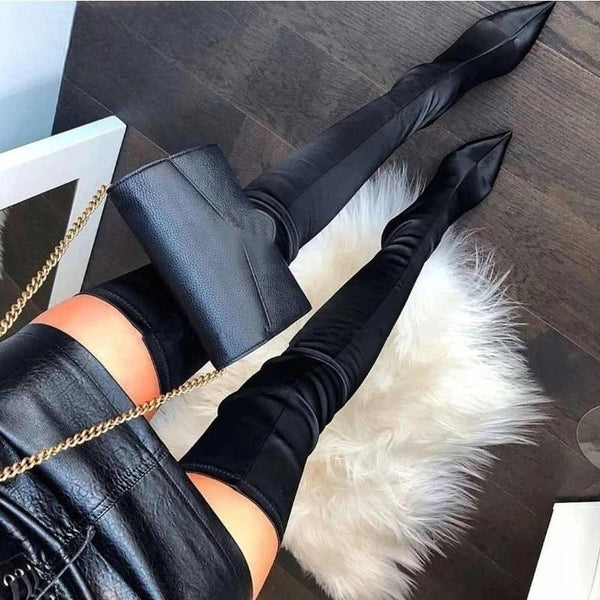 New Thigh High Boots Over The Knee Elastic Stretch Boots Women  Sexy Thin Heels Sock Boots