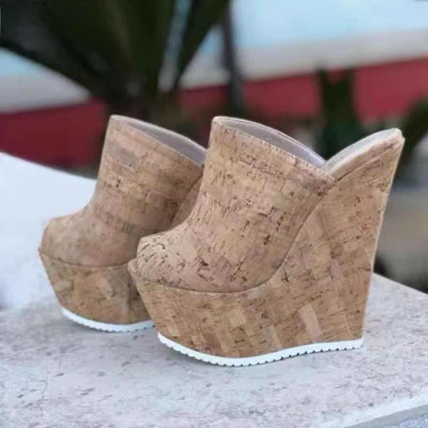 Pantuflas de cuña con plataforma antideslizantes y cómodas de verano para mujer