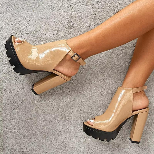 Gladiator High Heels Women Sandals Pumps Fashion Buckle Strap Slingback Shoes