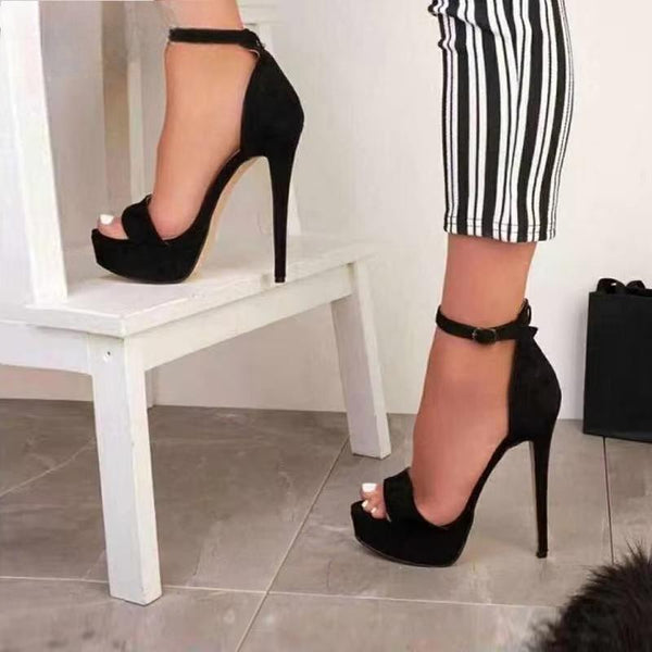 Sandalias de plataforma con tacón alto para mujer, zapatos de verano con punta abierta y tacón de aguja para fiesta.