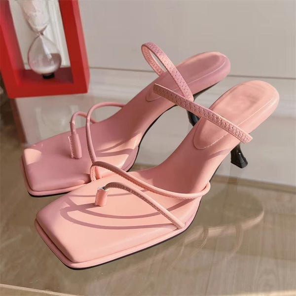 Sandalias de verano con punta abierta y tacón bajo y fino para mujer