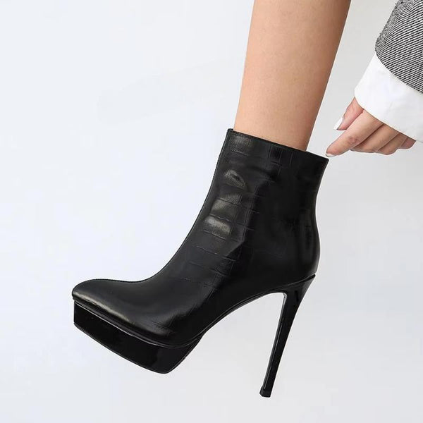 Botines SUPER para mujer, de piel auténtica, con tacón alto
