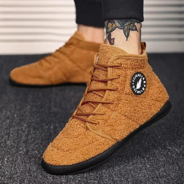 Zapatillas de algodón para hombre, de invierno, altas, cálidas y ligeras.