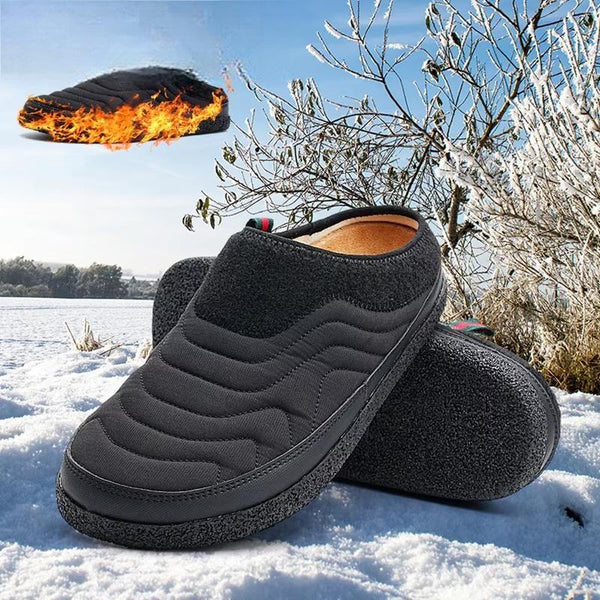 Zapatos casuales de invierno sin cordones, zapatos de algodón cálidos e impermeables