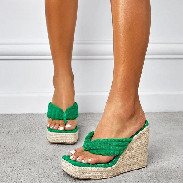 New Arrival Clip Toe  Wedges Platform Ladies Slippers Design High Heels  Shoes