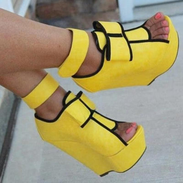 Platform Wedges Heels Height Increasing Pumps Peep Toe Summer Shoes Woman