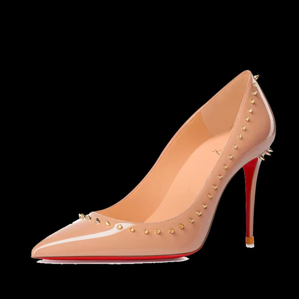 Red sole nude rivet high heels