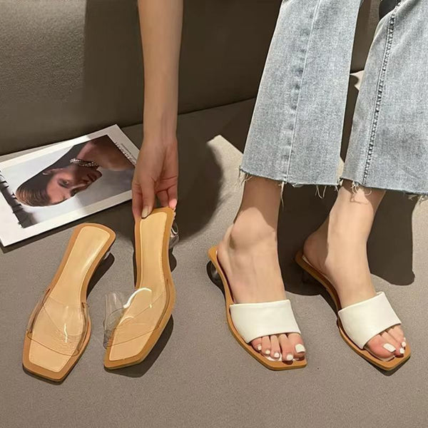 Sandalias de tacón con bola redonda de cristal para mujer