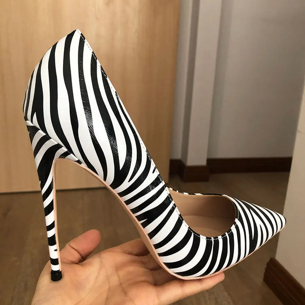 Sexy Matte Zebra Printed Women Pointed Toe Extremely High Heels