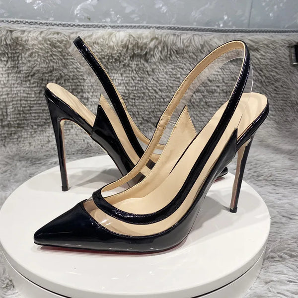 Tacones altos de mujer de PVC transparente