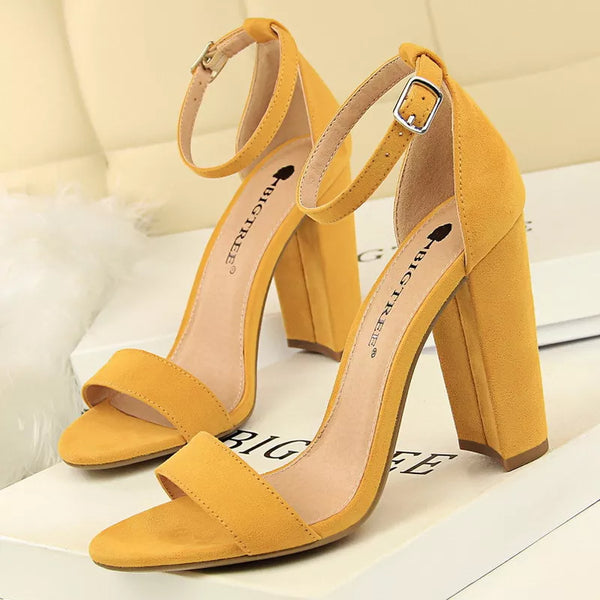 Zapatos de tacón alto y sexys, cómodos y con tacón de bloque para mujer