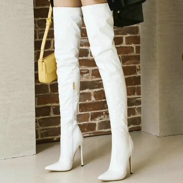 Women Over the Knee Boots Patent PU Leather Sexy Women Thigh Boots