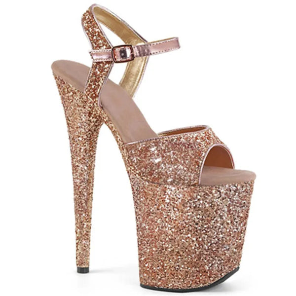 Tacones de aguja de plataforma impermeables, sexys y altísimos de 20 cm