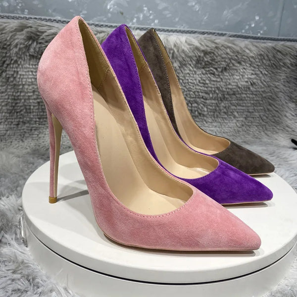 purple Faux Suede Women Synthetic Suede High Heels