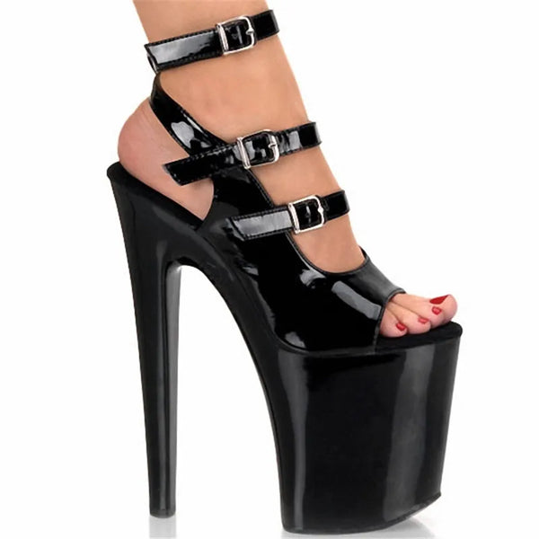 Sandalias de tacón alto de 20 cm, zapatos de baile sexys para discoteca con tacones altos.