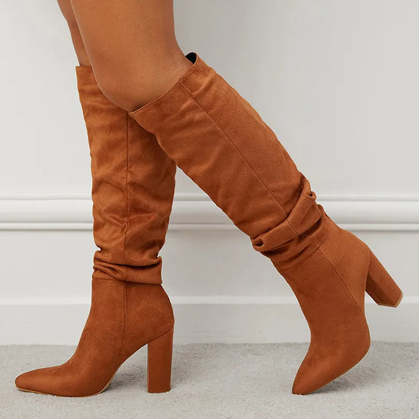 Autumn Winter Motorcycle Knee High Boots Women