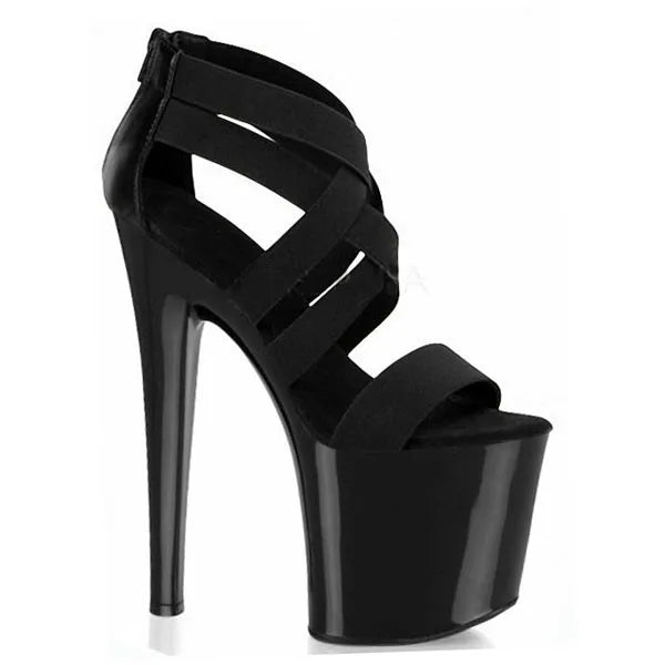 Sandalia de gladiador con punta abierta y tacón de aguja sexy de 20 cm de alto.