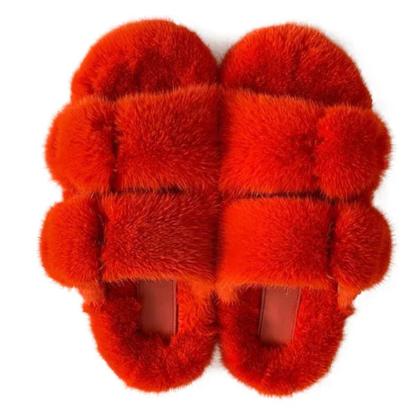 Pantuflas de visón con soporte europeo para mujer