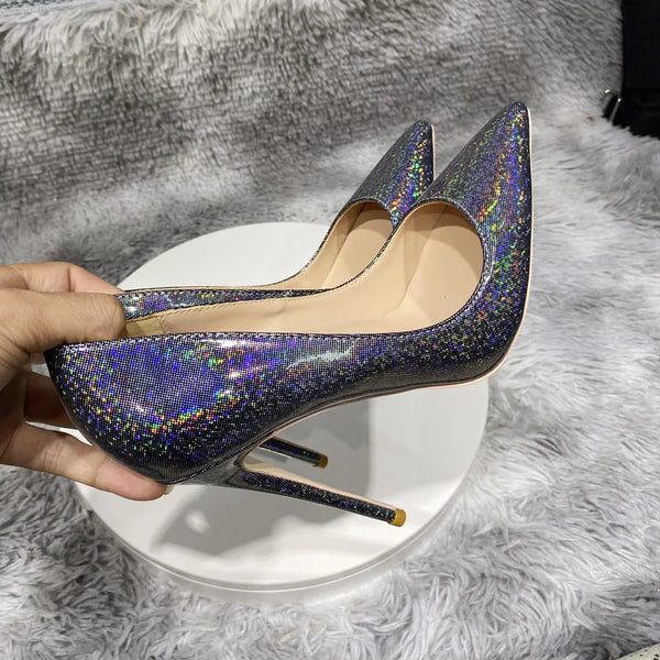 Tacones altos láser negros Tacones altos de mujer