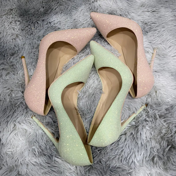 PINK SEQUIN high heels jewelry shiny women's wedding high heels