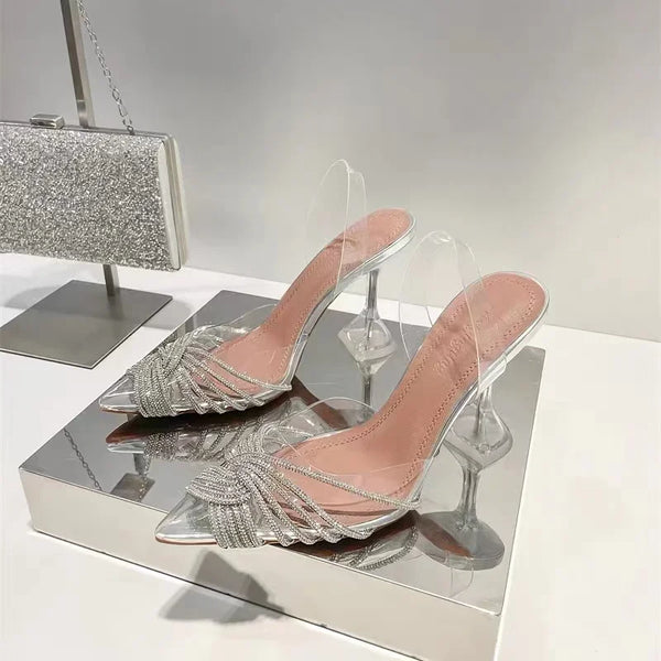 PVC transparent wine glass crystal heel sandals