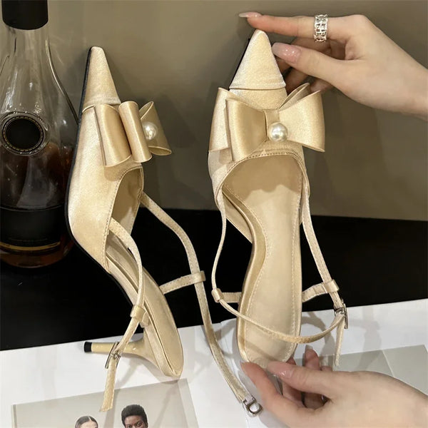New Design Butterfly-knot Pointed Toe Woman Pumps