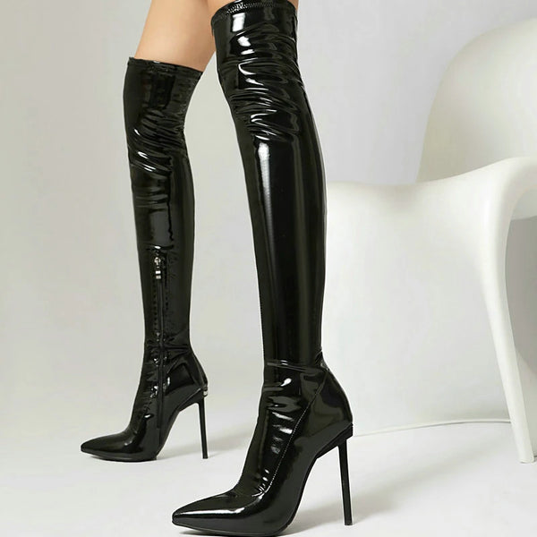 Spring Autumn Women Over the Knee Boots Pointed Toe Thin High Heel Ladies Long Boots