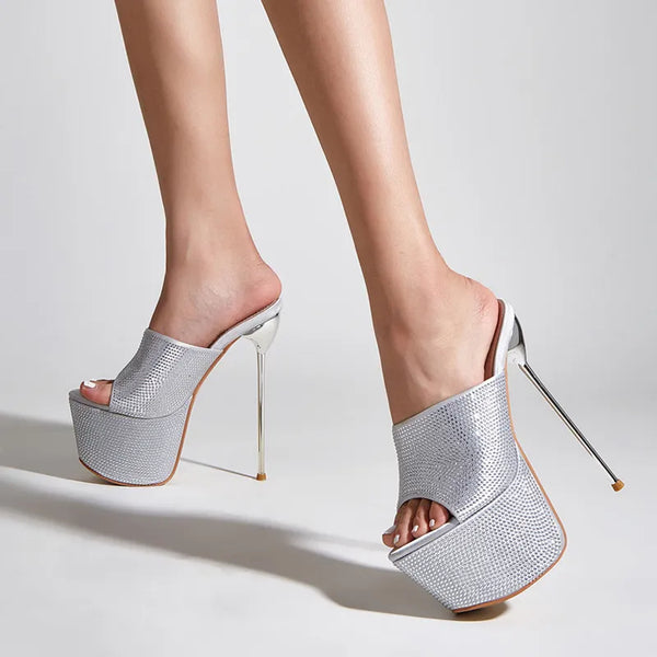 Runway Style Sexy Super High Heeled Slippers Women