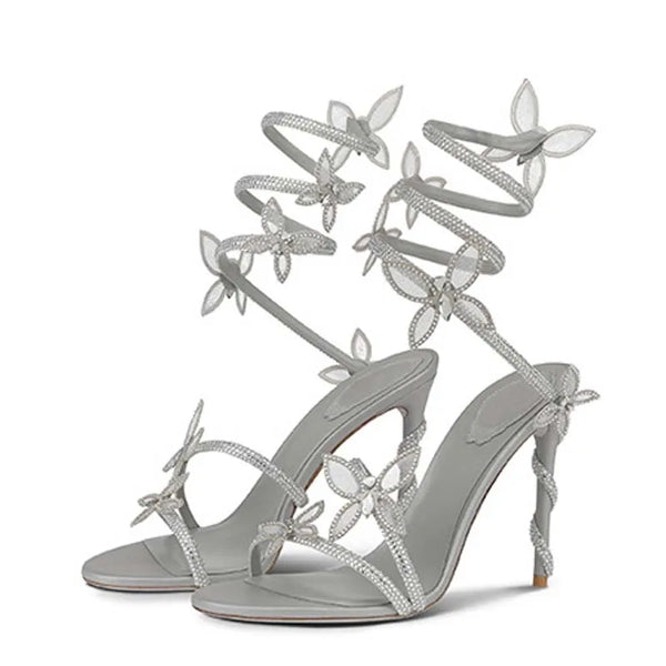 Sexy Crystal Butterfly-knot Ankle Strap Sandals Woman