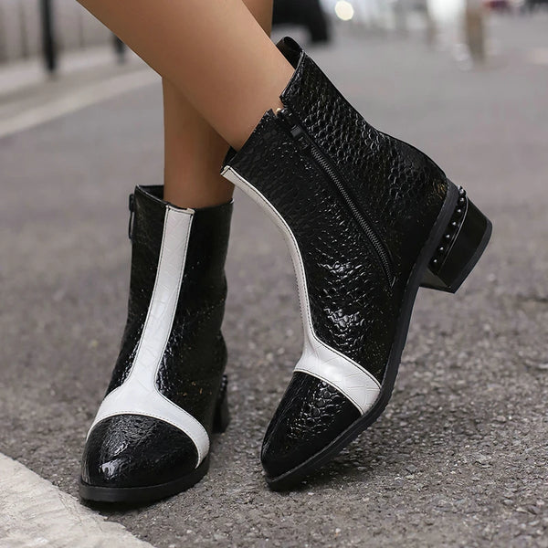 Fall Women Ankle Boots Low Square Heel Round Toe Ladies Short Boots P