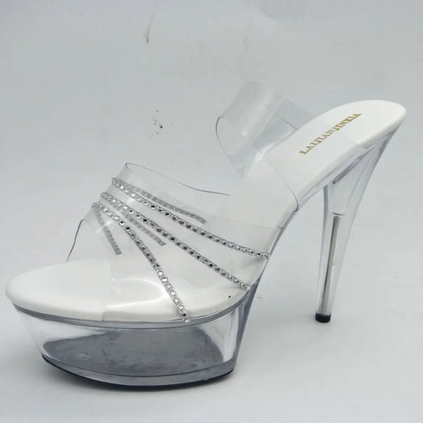 15CM/6inches PVC Upper Fashion Sexy Exotic High Heel Platform Party Women Slippers