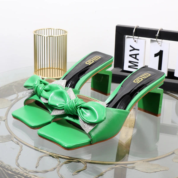 Zapatillas de lazo Verano de lleva sandalias con tacón alto