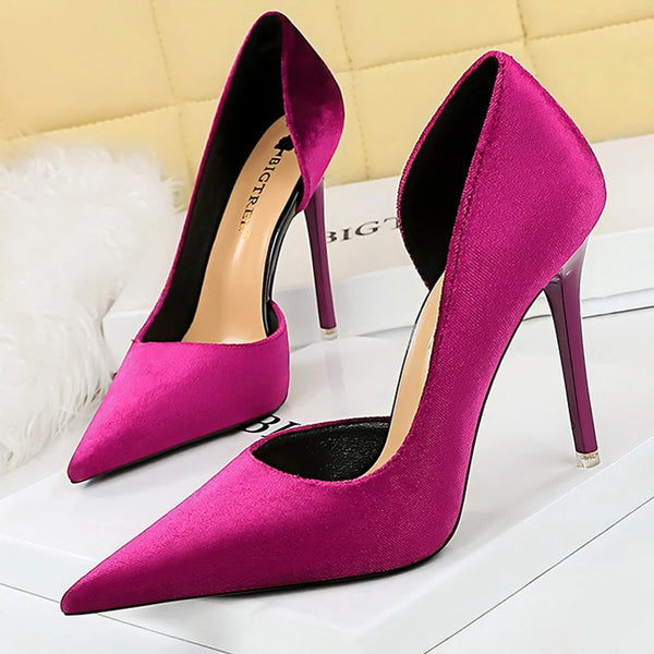 Zapatos de tacón alto de ante morados para mujer, zapatos de fiesta sexys