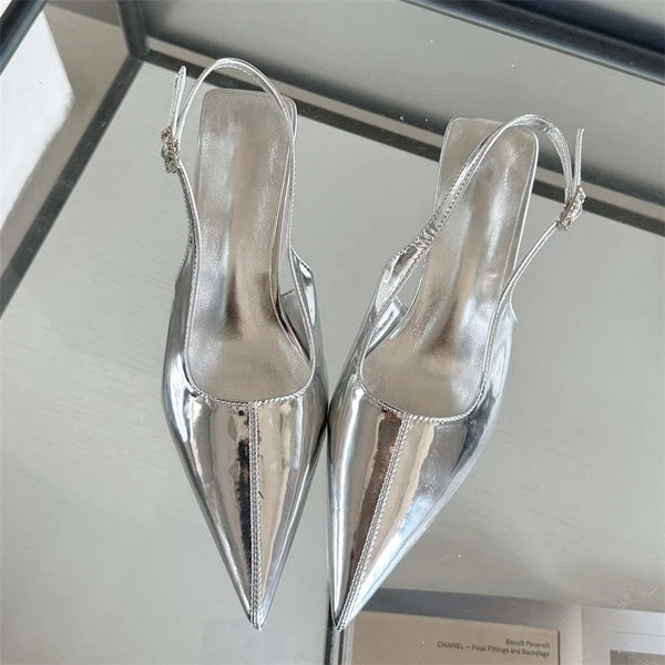 Spring Concise Buckle Strap Women Pumps Shallow Pointed Toe Low Heels